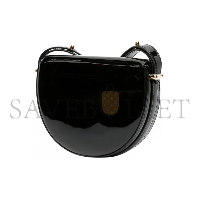 PRADA PATENT LEATHER CROSSBODY SADDLE BAG 1BA349  (21*17*6cm) 